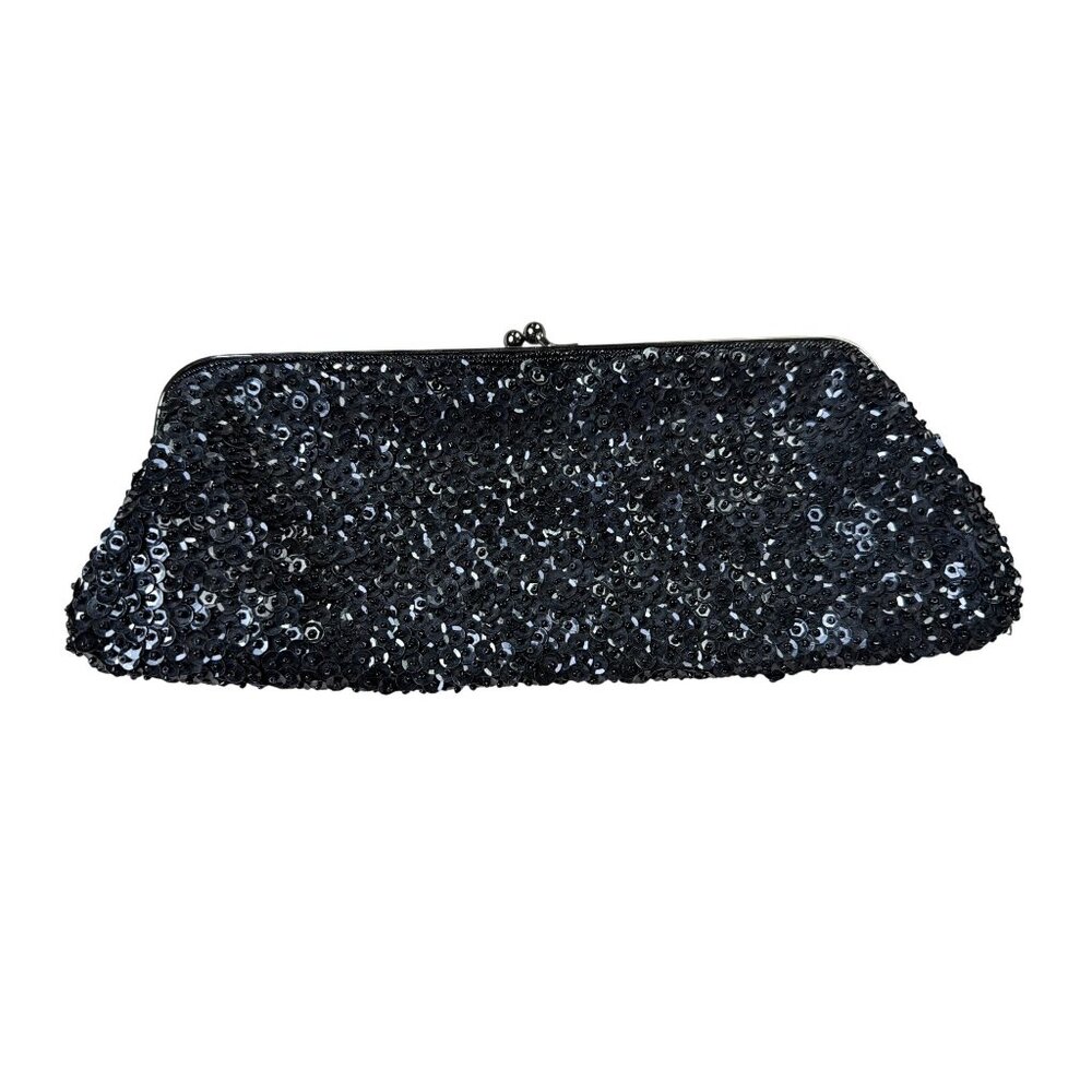 Express Vintage 2000's Black Sequin Clutch Evening Bag